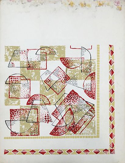 null Set of fabric models for fashion, circa 1950-1970, gouache and ink on paper;...