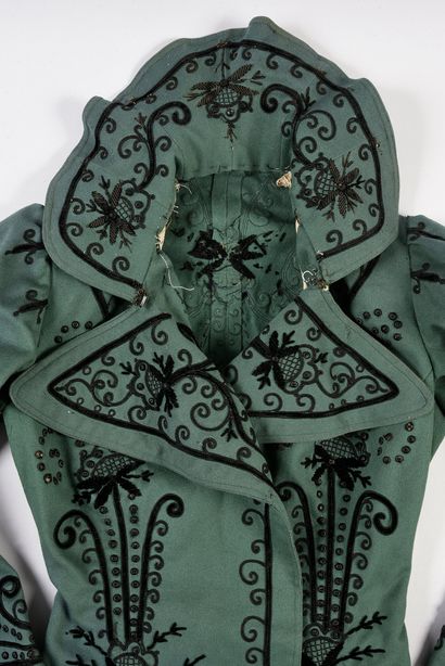 null Basque jacket, circa 1898, made of green woollen cloth embroidered in cord and...