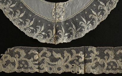 null Quatre dentelles en Chantilly blanc, fuseaux, fin du XIXe siècle.
En coton couleur...