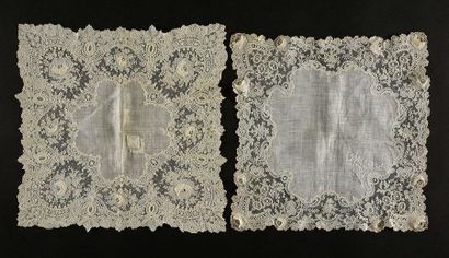 null Deux mouchoirs de mariées, Point de Gaze, aiguille, Belgique vers 1860-80.
Mouchoirs...
