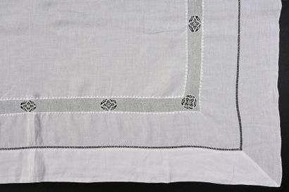 null Embroidered bed linen set with two pillowcases, early 20th century.
A linen...