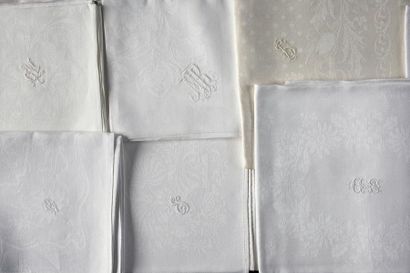 null Damask napkins, 19th and early 20th century.
Twenty napkins with floral or animal...