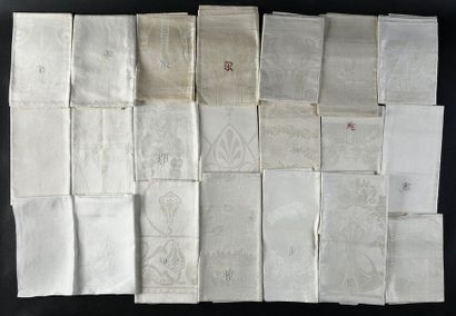 null Twenty long new damask tea towels, circa 1900.
With beautiful varied and typical...