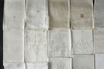 null Twenty long new damask tea towels, circa 1900.
With beautiful varied and typical...