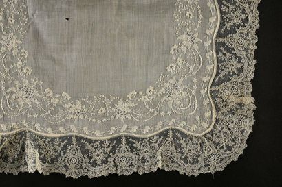 null Very large embroidered bridal handkerchief, gauze stitch, mid 19th century....