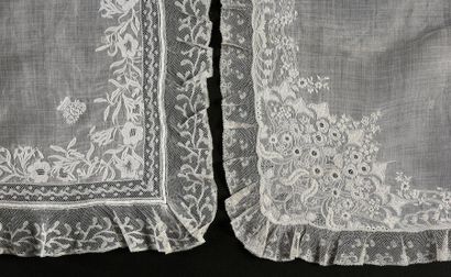 null Two embroidered bridal handkerchiefs, 1st half of the 19th century.
In linen...