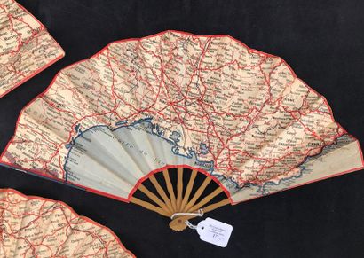 null TRAVEL - Three edited map fans offered by CINZANO alcohol, n°7, 11 and 14. Patented...