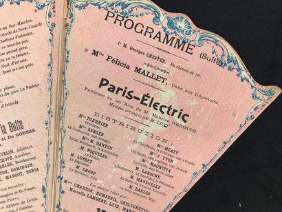 null VIE PARISIENNE - TRIANON vers 1890-1900 - Deux écrans à main à usage de programme...