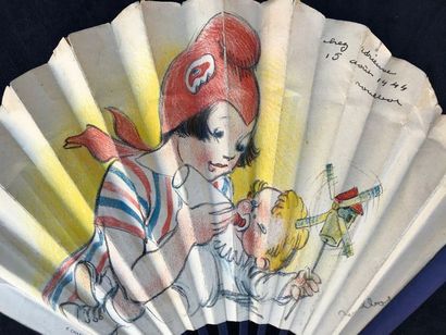null Francisque Poulbot, Souvenir fan, 1944

Rare folded fan, a printed sheet of...