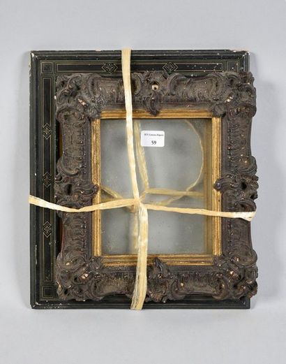 null Set of two blackened wooden frames. 

Napoleon III period.

