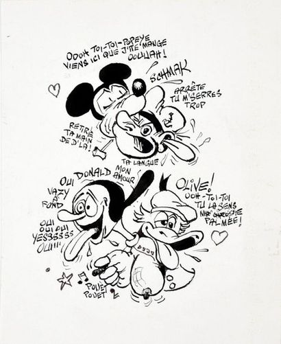 GOTLIB (Marcel Gottlieb, dit, 1934-2016) 
Caricature Cartoon Popeye et compagnie
Dessin...