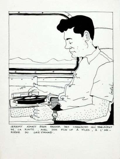 LOUSTAL, Jacques de (1956) 
Deux illustrations : 
Chambre à la guitare et Jeremy...
