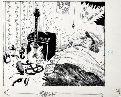 LOUSTAL, Jacques de (1956) 
Deux illustrations : 
Chambre à la guitare et Jeremy...