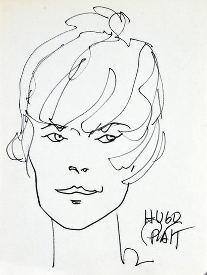 PRATT, Hugo (1927 - 1995) 
Ann de la jungle.
Dédicace sur papier libre réalisée à...