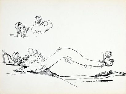 ROSY, Maurice (1927-2013) 
Lot de quatre illustrations
Encre de Chine sur papier....
