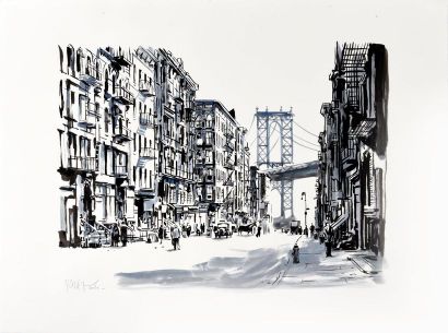 BALEZ, Olivier (1972) 
Le Pont de Brooklyn
Illustration issue de l'album New York...