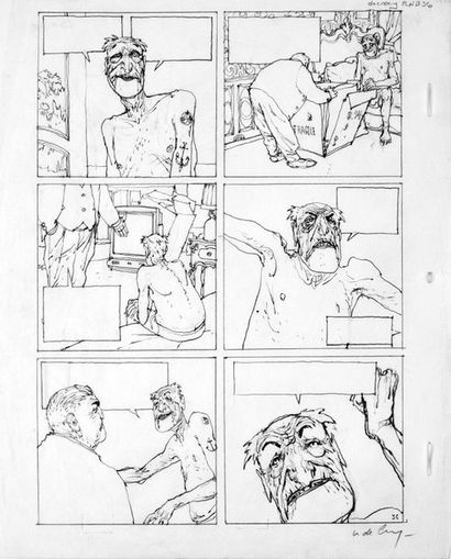 DE CRÉCY, Nicolas (1966) 
Léon la came, 
Crayonné de la page 36 sur papier machine...