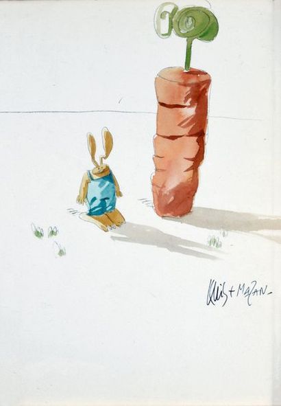 TRONDHEIM, Lewis (1964)/MAZAN (Pierre Lavaud, 1968) 
Illustration Lapinot.
Crayon...