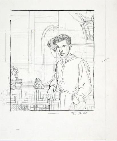 BENOIT, TED (1947-2016) 
Pencil portrait of Yves Chaland for the screen print of...