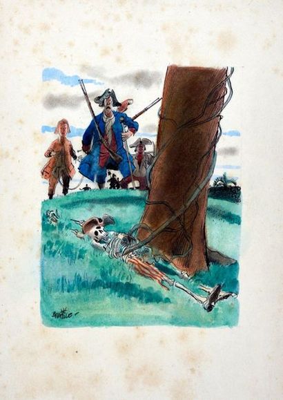 Beuville, Georges (1902-1982) 
LE SQUELETTE, VARIATION (île au tresor)
Illustration...
