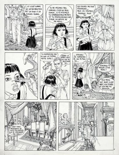 BOUCQ, François (1955) 
La femme du magicien
Encre de Chine sur papier pour la planche...