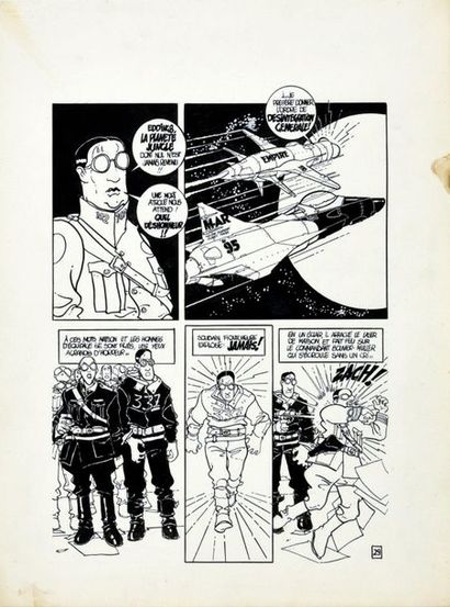 CLERC, Serge (1957) 
Captain futur, planche 29 
Encre de Chine sur papier. Signée...