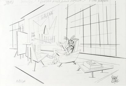 CLERC, Serge (1957) 
Spirou et la modernité : 
Fantasio assis, Galerie Maeght.
Crayonné...