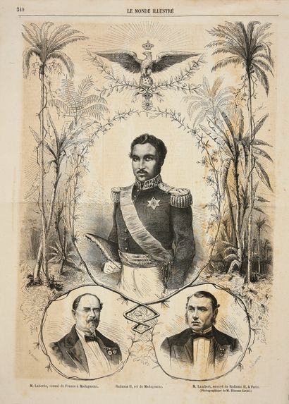 null MAISON ROYALE DE MADAGASCAR. BEAU SCEAU À CACHETER DU ROI RADAMA II (1822-1863).
Gravé...