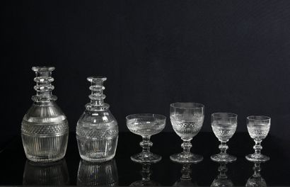null CRYSTAL SERVICE,
BACCARAT, PARIS, 20th CENTURY. 
 Model decorated with flutes,...