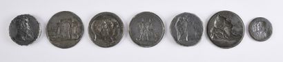 null MATRICES FOR MEDALS.
Set of seven pewter medal dies, representing the profiles...