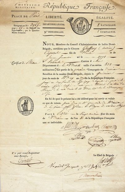 null ROYAL AND MILITARY ORDERS]. 
 Set of 11 signed autograph pieces, folio format,...