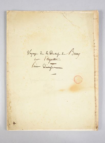 null VOYAGE DE LA DUCHESSE DE BERRY.
Handwritten report of seven pages signed Turpin,...