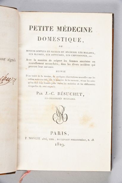 BESUCHET Jean-Claude. Petite médecine domestique, imprimée à Paris, chez P. Mongie,...
