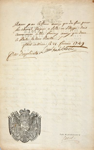 null ROYAL AND MILITARY ORDERS]. 
 Set of 11 signed autograph pieces, folio format,...