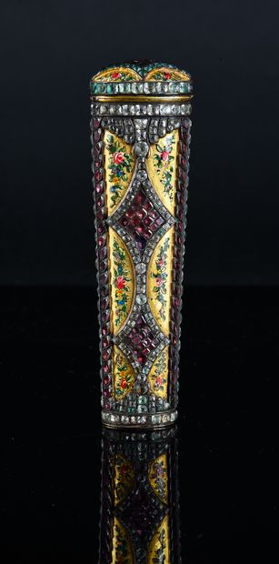 null POMPONNE MESSAGE CASE, ENGLISH, 18th CENTURY. Of trapezoidal form, decorated...