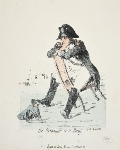 null NAPOLEON III]. 
 Nice set of 60 satirical posters of the Second Empire, lithographs...