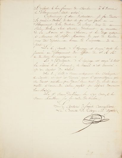 null VOYAGE DE LA DUCHESSE DE BERRY.
Handwritten report of seven pages signed Turpin,...