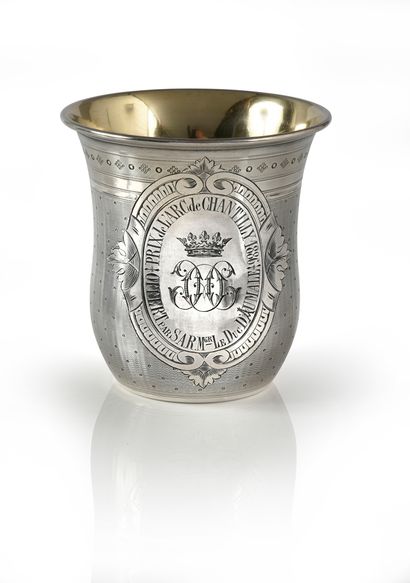 null HENRI, prince d'Orléans, duc d'Aumale (1822-1897).
Belle timbale en argent,...