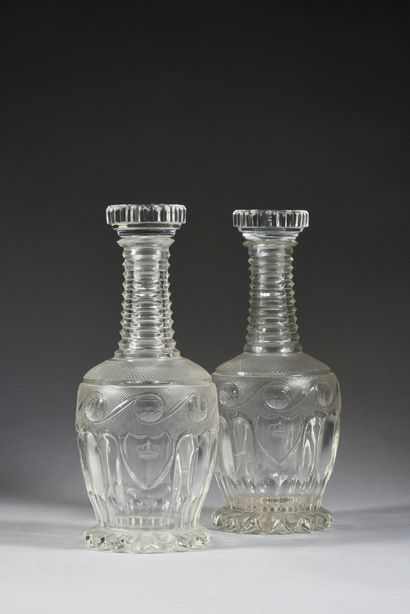 PAIR OF WINE DECANTERS, FROM THE ROYAL HOUSE...
