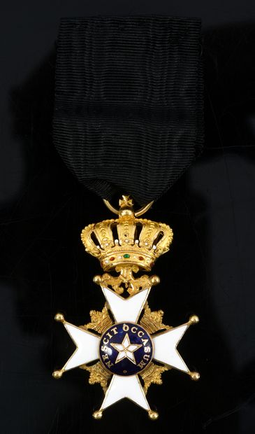 null ROYAL ORDER OF THE POLAR STAR (Sweden). 
 Knight's cross, gold and enamel, with...