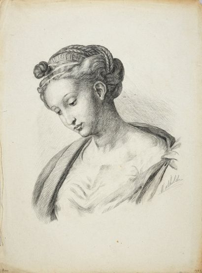 null MATHILDE, Princess Bonaparte (1820-1904). 
 Academic study of a portrait of...