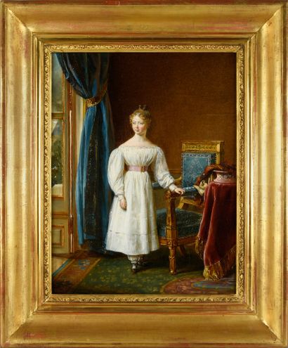 ROUGET Georges (1783-1869). Portrait de la jeune princesse Louise d'Artois, future...