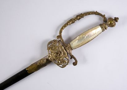 null PREFET HENRI GOULLEY'S APPARAT Sword.
Silver plated metal frame, with carved...