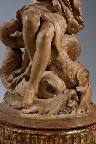 PAJOU Augustin (1780-1809). Allegory of the birth of the Dauphin.
Terracotta group,...