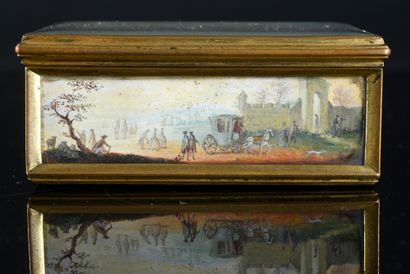 null 
POMPONNE TABATIERE, PARIS, late 18th century frame and 19th century miniatures,...