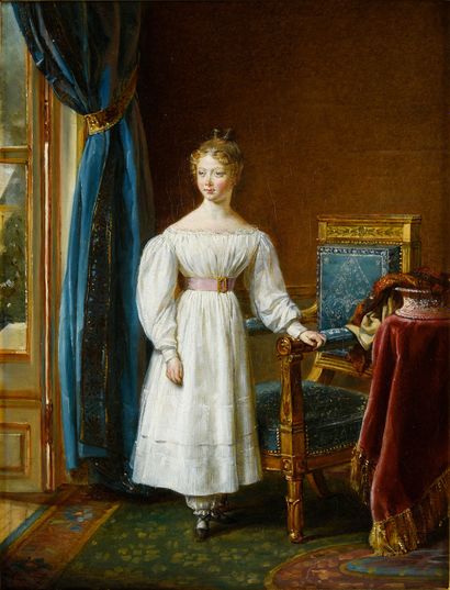ROUGET Georges (1783-1869). Portrait de la jeune princesse Louise d'Artois, future...