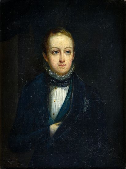 ÉCOLE FRANÇAISE DU XIXe SIÈCLE, ATTRIBUÉE À JEAN-MARIUS FOUQUE (1822-1880). Portrait...