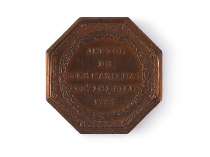 null ATTENDANCE TOKEN. Octagonal shape, in gilded copper, decorated on one side with...