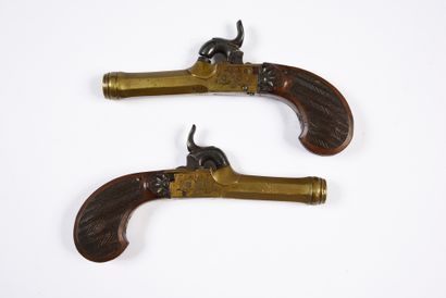 PAIR OF PERCUSSION GUNS.
Bronze frame and...