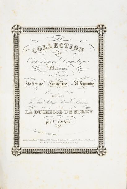 ROSSINI Gioachino. Zelmira, opéra en 2 actes, imprimé à Paris, chez Maurice Schlesinger,...